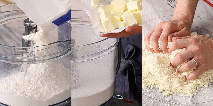 photo grid showing steps to make pie crust