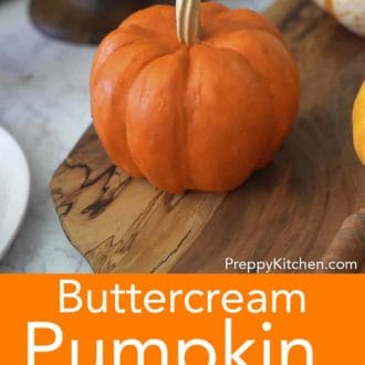 mini pumpkin bundt cake decorated to look like an actual pumpkin