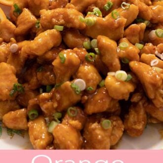 A pinterest graphic of orange chicken