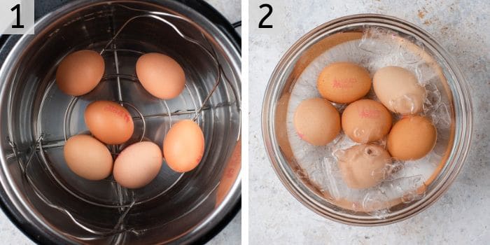 Instant Pot Hard Boiled Eggs plus how to make soft boiled and jammy eggs any way you like. The instant pot makes boiling eggs to your liking super easy, no more keeping an eye on the timer! #eggs #instantpot Step by step photos for making instant pot hard boiled eggs