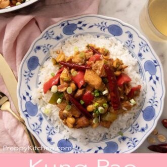 A pinterest graphic of kung pao chicken