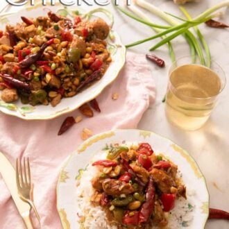 A pinterest graphic of kung pao chicken