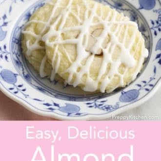 stack of almond cookies on a plate