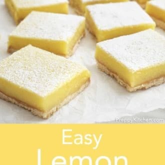 lemon bars on parchment paper