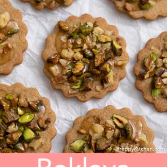 several baklava cookies on a paper