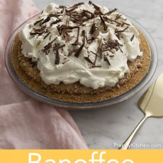 banoffee pie in a glass pie dish