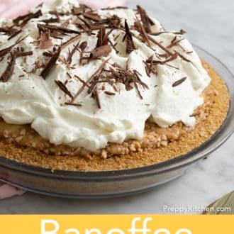 banoffee pie in a glass pie dish