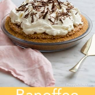 banoffee pie in a glass pie dish