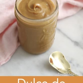 glass jar of dulce de leche
