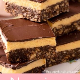 A pinterest graphic of Nanaimo bars