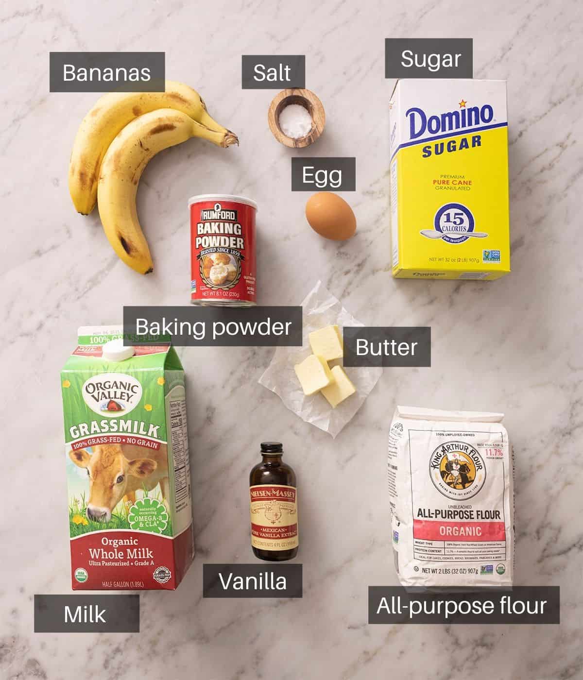 Ingredients for banana pancakes.