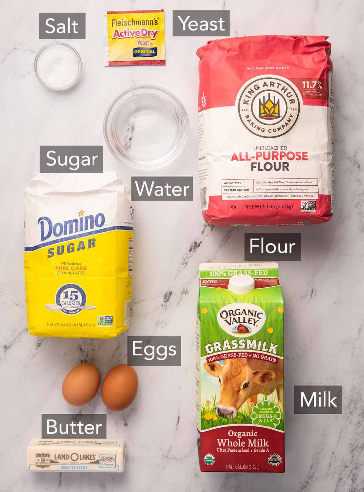 Ingredients needed to make crescent rolls.